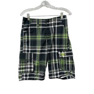 VINTAGE 2010's NO FEAR Board Shorts Swim Trunks Neon Green Black Size 14